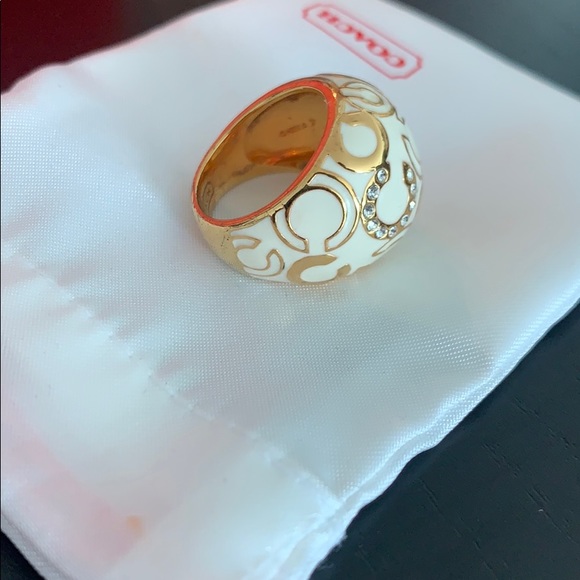 Coach Enamel Signature Pave Cocktail Ring Designer - Picture 4 of 6
